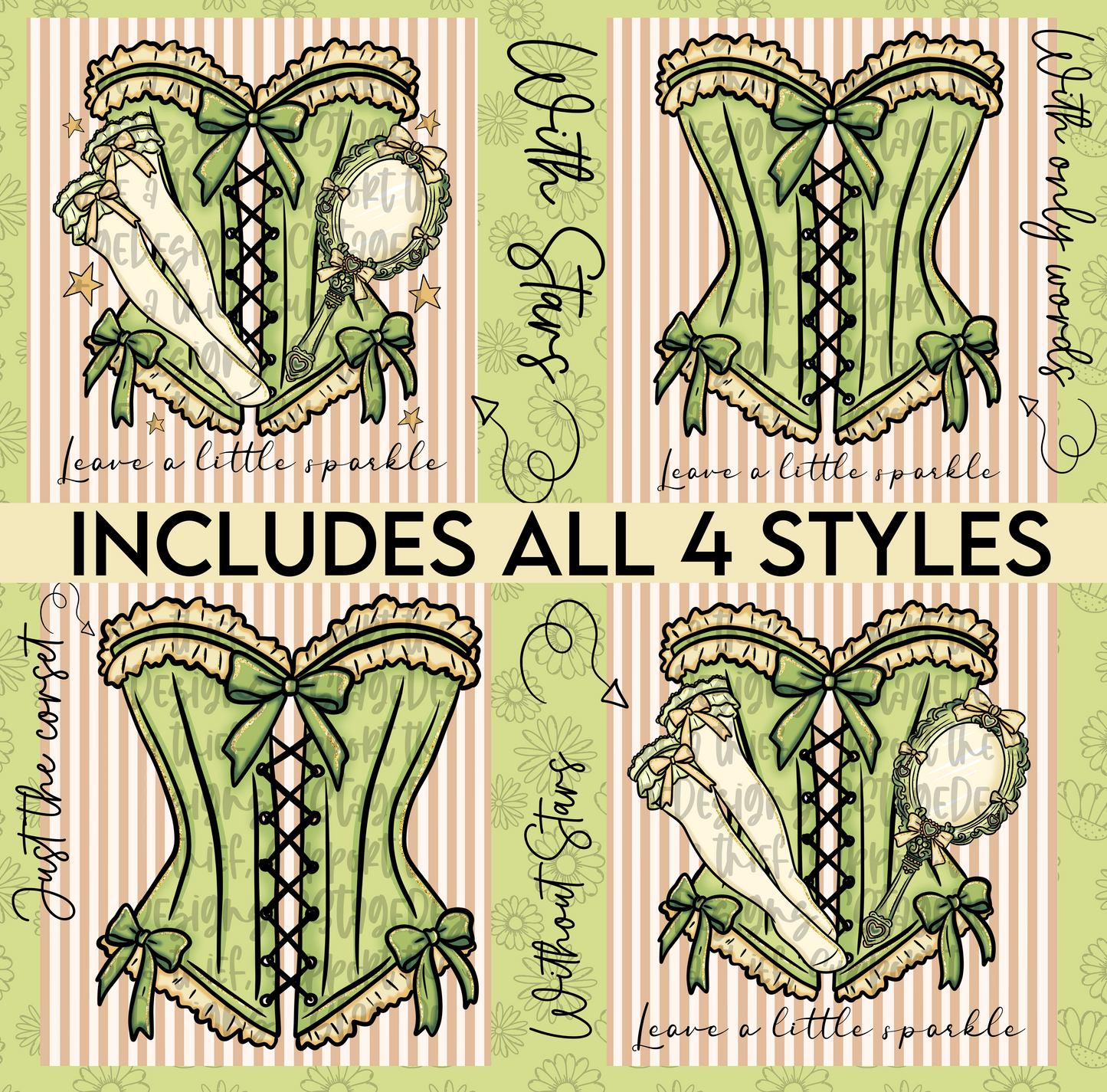Tink-er Corset Digital Image PNG (INCLUDES 4 DIFFERENT STYLES! YOU CAN TAKE OFF THE WORDS IF NEEDED!)