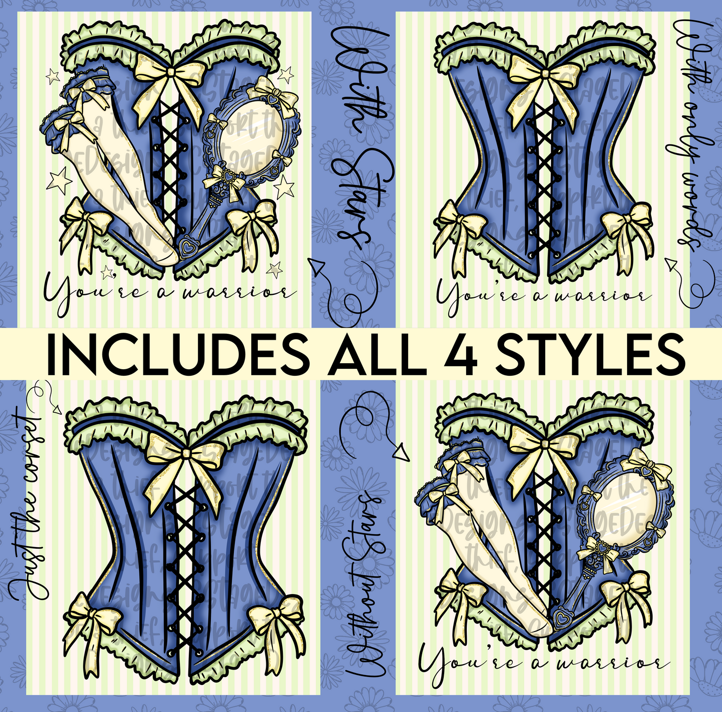 Mu-lan Corset Digital Image PNG (INCLUDES 4 DIFFERENT STYLES! YOU CAN TAKE OFF THE WORDS IF NEEDED!)