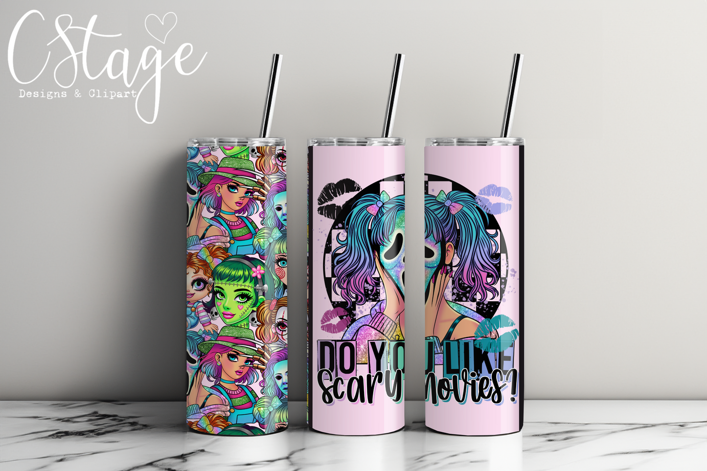 Scary Movies 20oz Tumbler Digital Image PNG