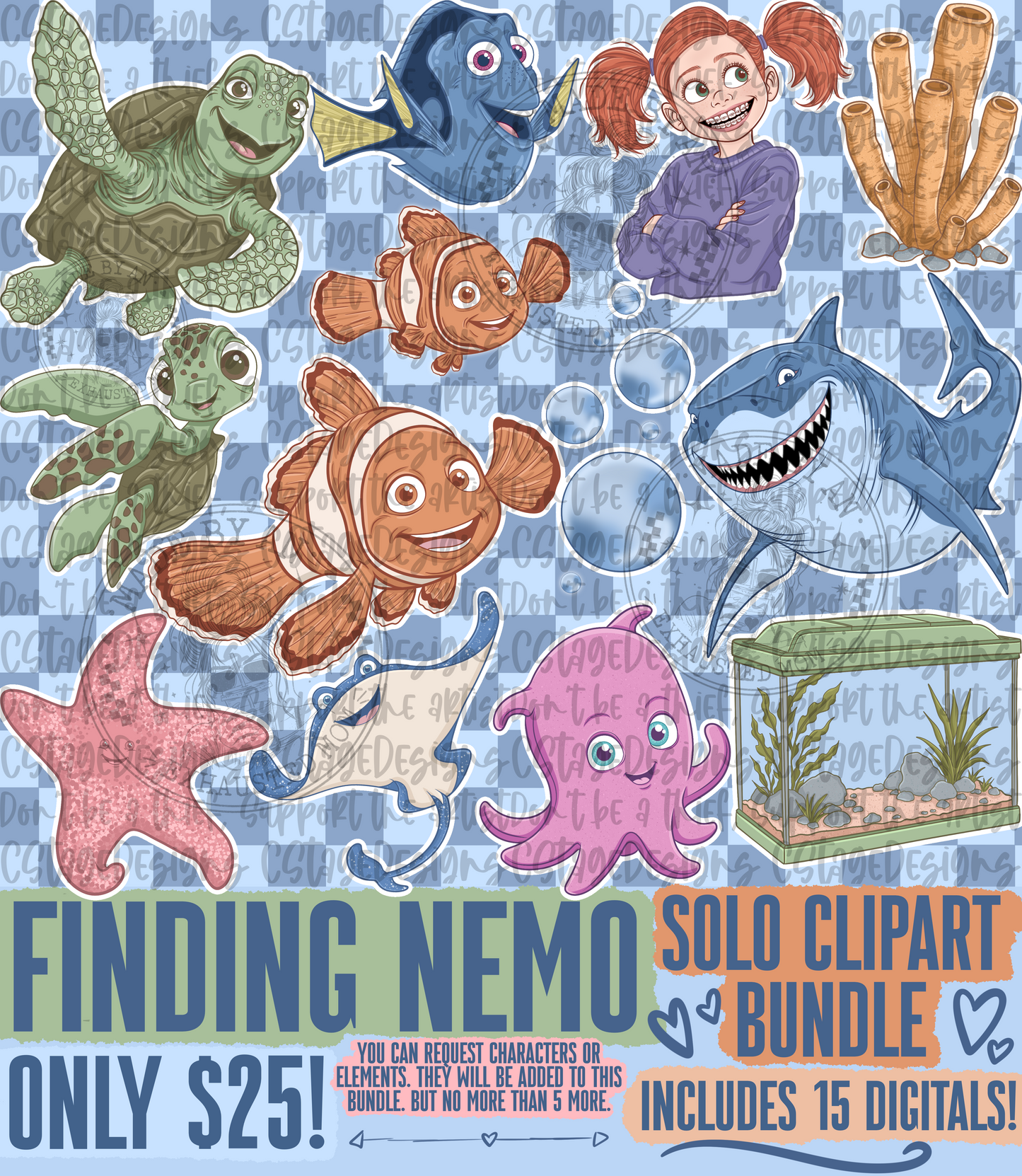 Clipart Bundle Drawn by CStageDesigns Digital Images PNG (You will be added to a Google Drive, please allow up to 48 hours!)
