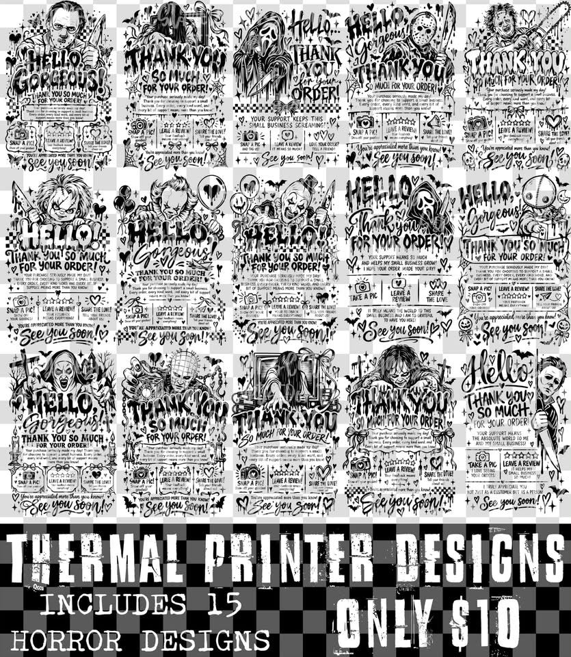 Horror Thermal Printer Label Designs For Small Businesses Digital Images PNG