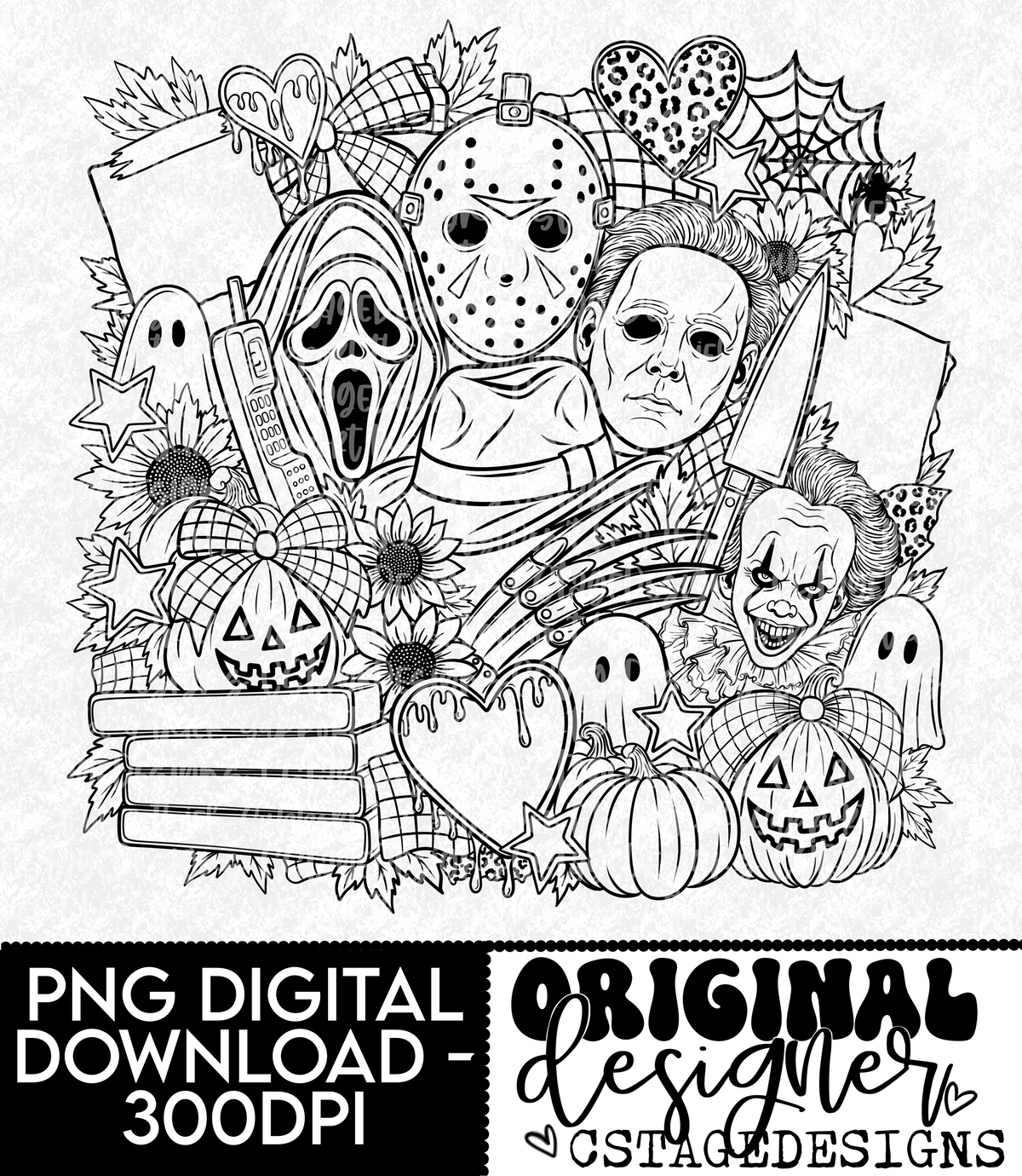 Horror Mash-Up Digital Image PNG (Coloring page) (NOT FOR RESALE)