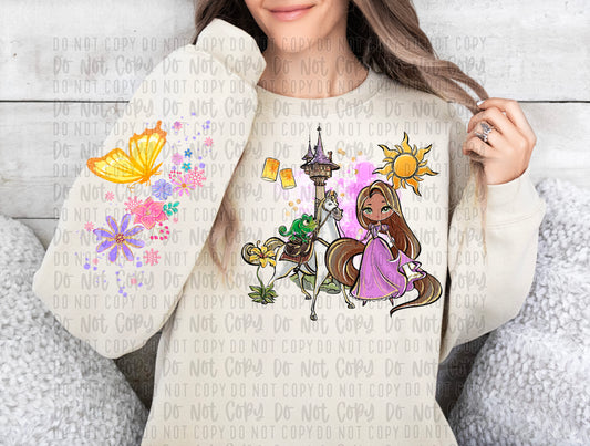 girl with golden hair with sleeve png