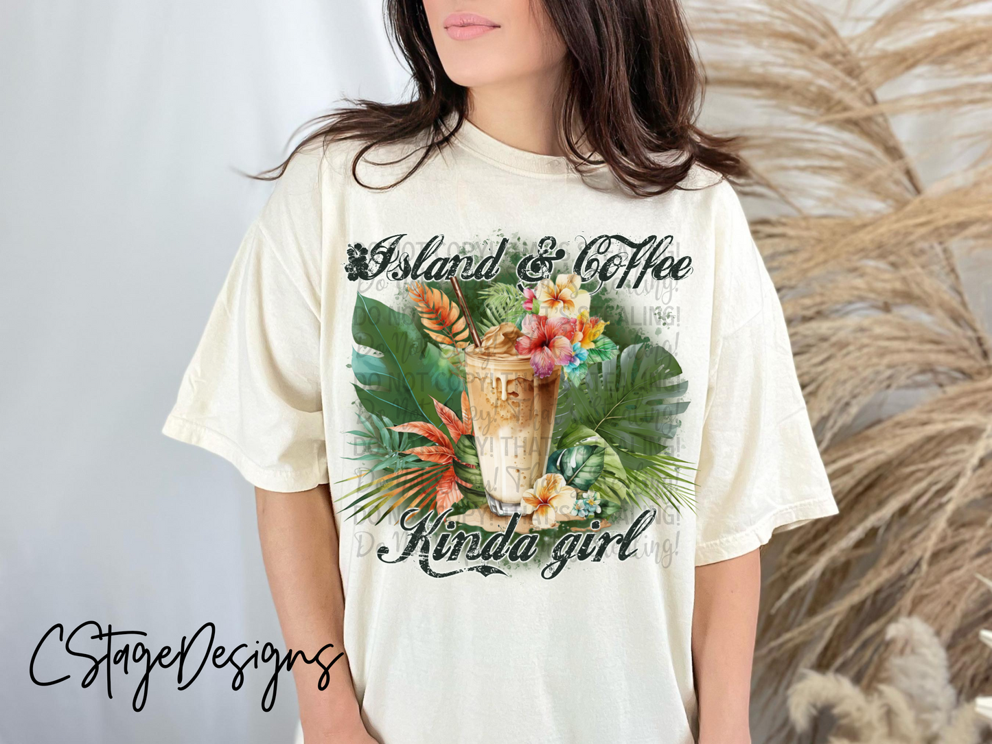 Island & Coffee Kinda Girl Digital Image PNG