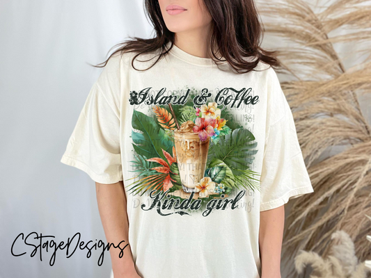Island & Coffee Kinda Girl Digital Image PNG
