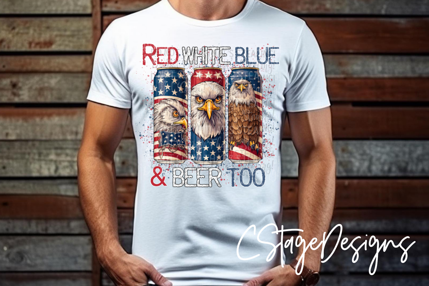 Red White Blue and Beer Too Digital Image PNG