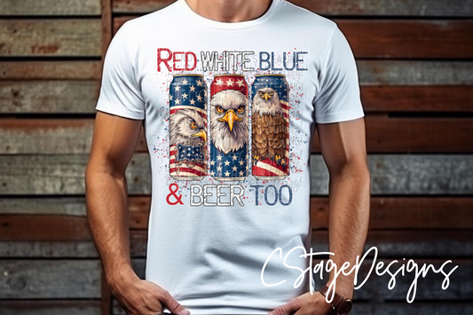Red White Blue and Beer Too Digital Image PNG