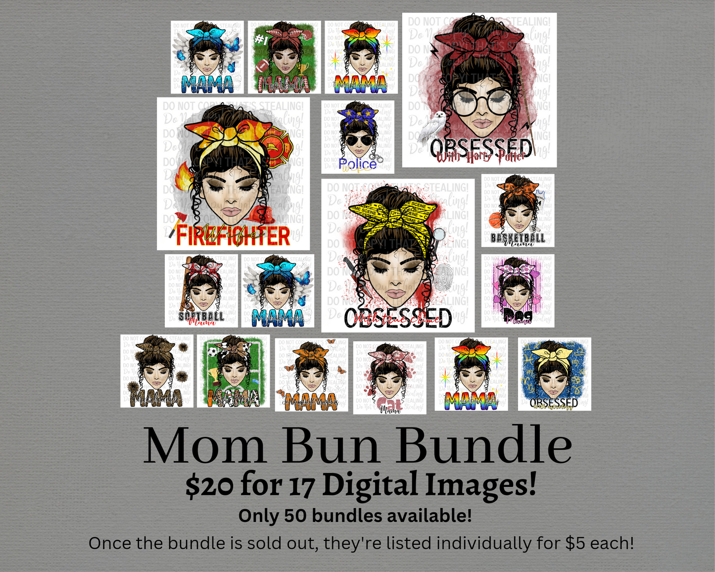 Mom Bun Bundle Digital Images PNG