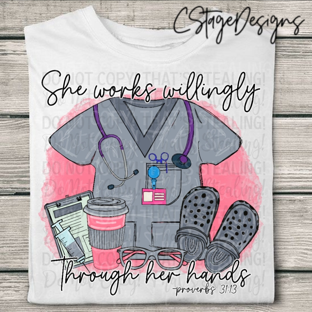 She works willingly through her hands Digital Image PNG