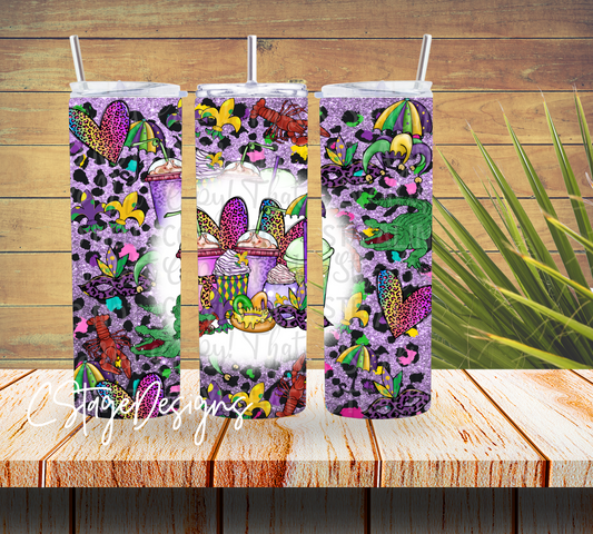 Mardi Gras 20oz Tumbler Wrap Digital Image PNG