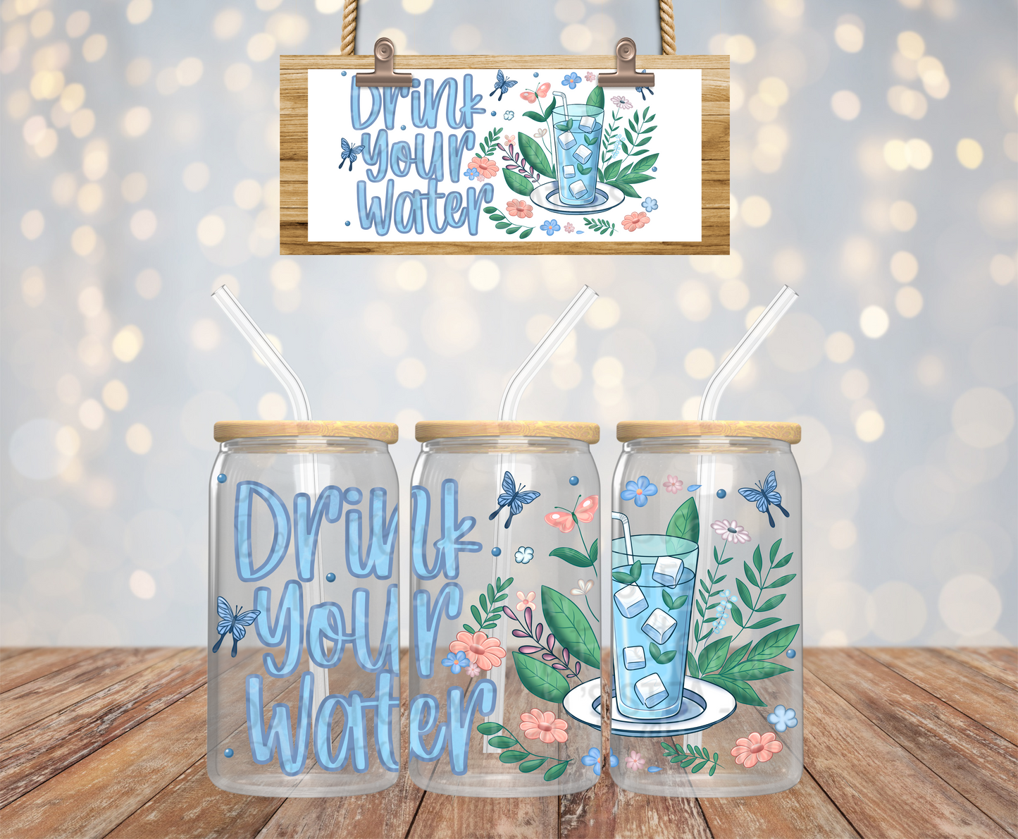 Drink your water Libby cup wrap digital image png