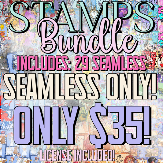 SEAMLESS ONLY! (LICENSE INCLUDED! Stamps Part 1 & 2 SEAMLESS Digital image PNG