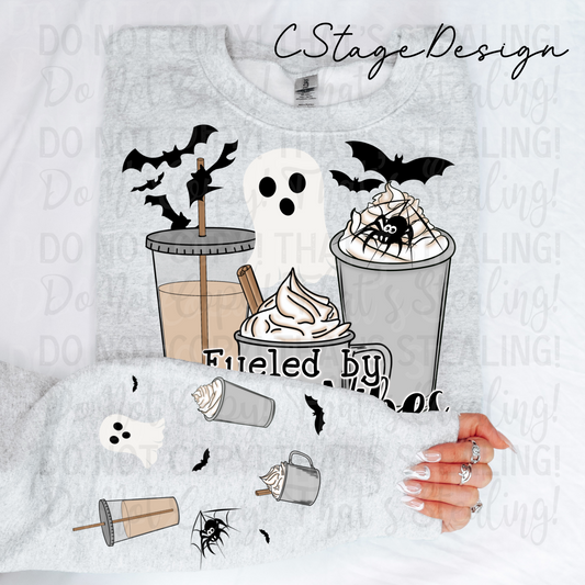 Fueled by spooky vibes and coffee digital image png