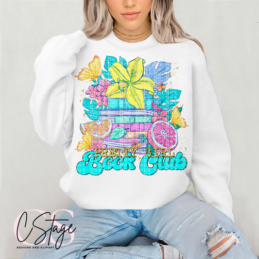 Pretty girl book club digital image png