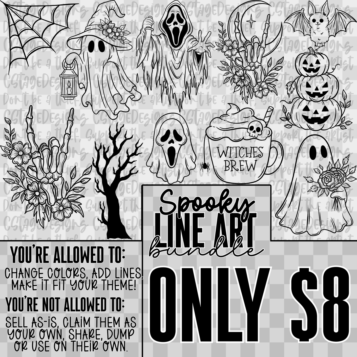Spooky Line Art Bundle