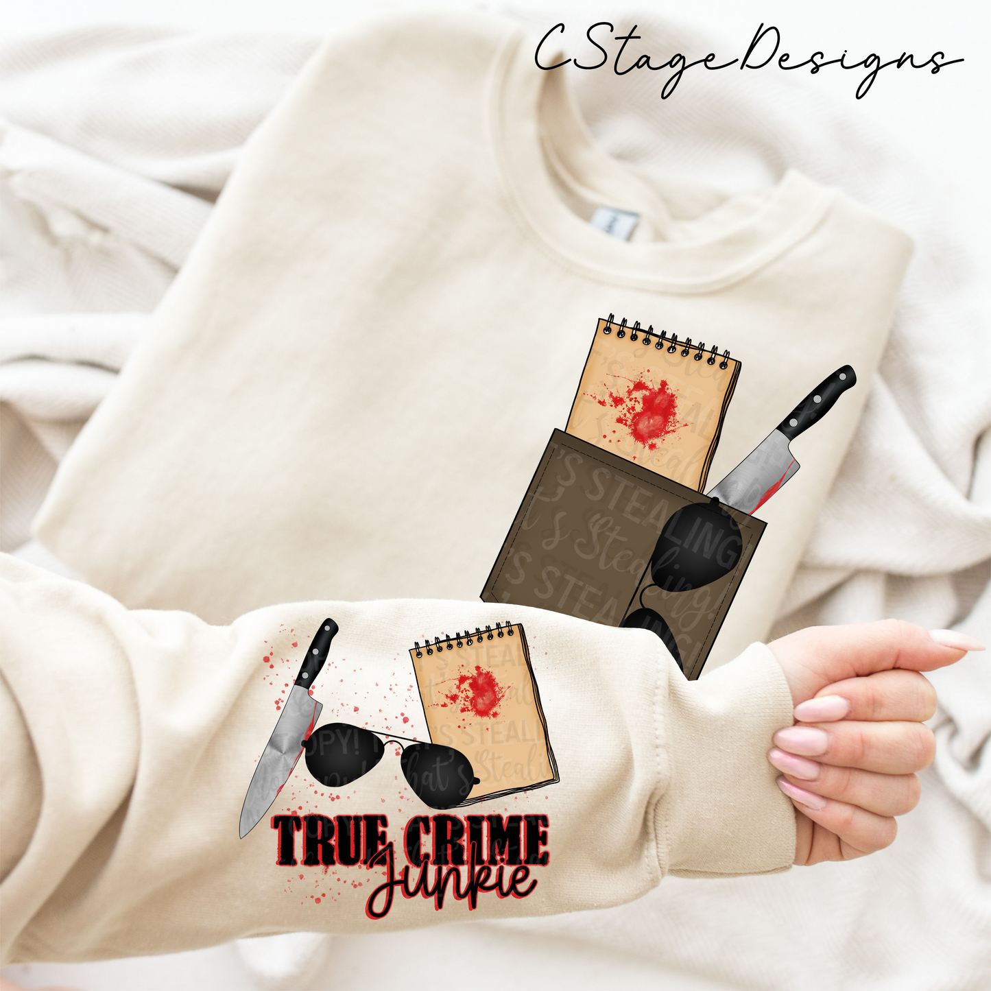 True crime Junkie Sleeve and Pocket Design