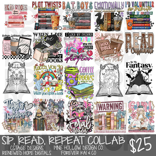 Sip, Read, Repeat Collab Digital Images PNG