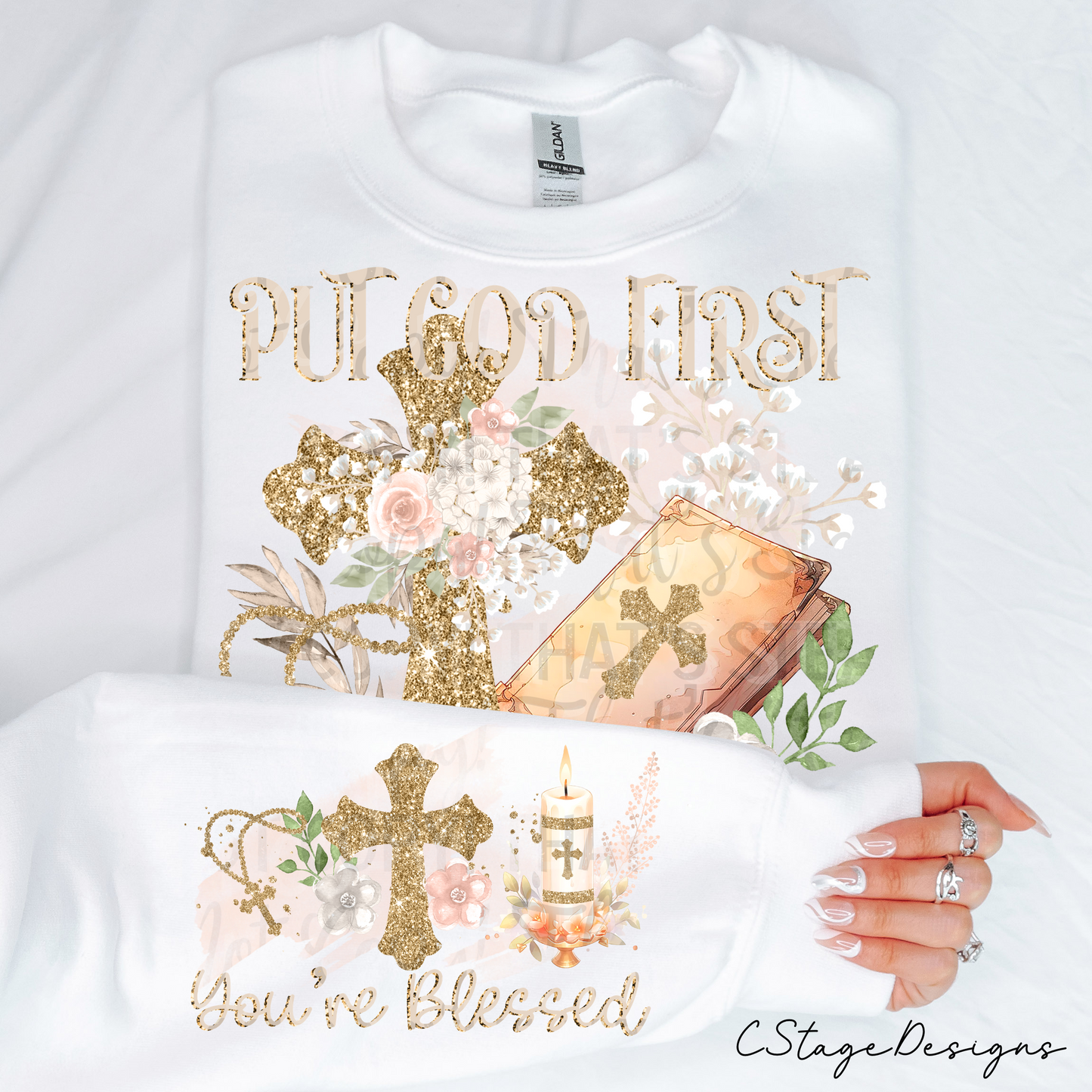 Put God First w/Sleeve 8 Digital Designs PNG