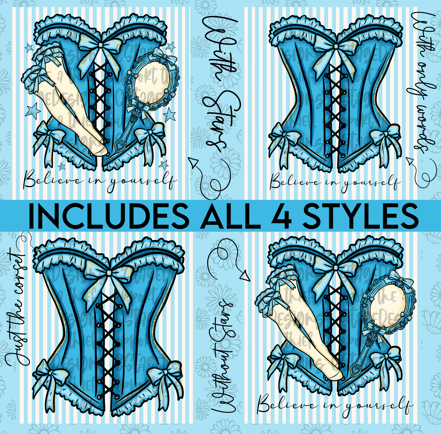 El-sa Corset Digital Image PNG (INCLUDES 4 DIFFERENT STYLES! YOU CAN TAKE OFF THE WORDS IF NEEDED!)