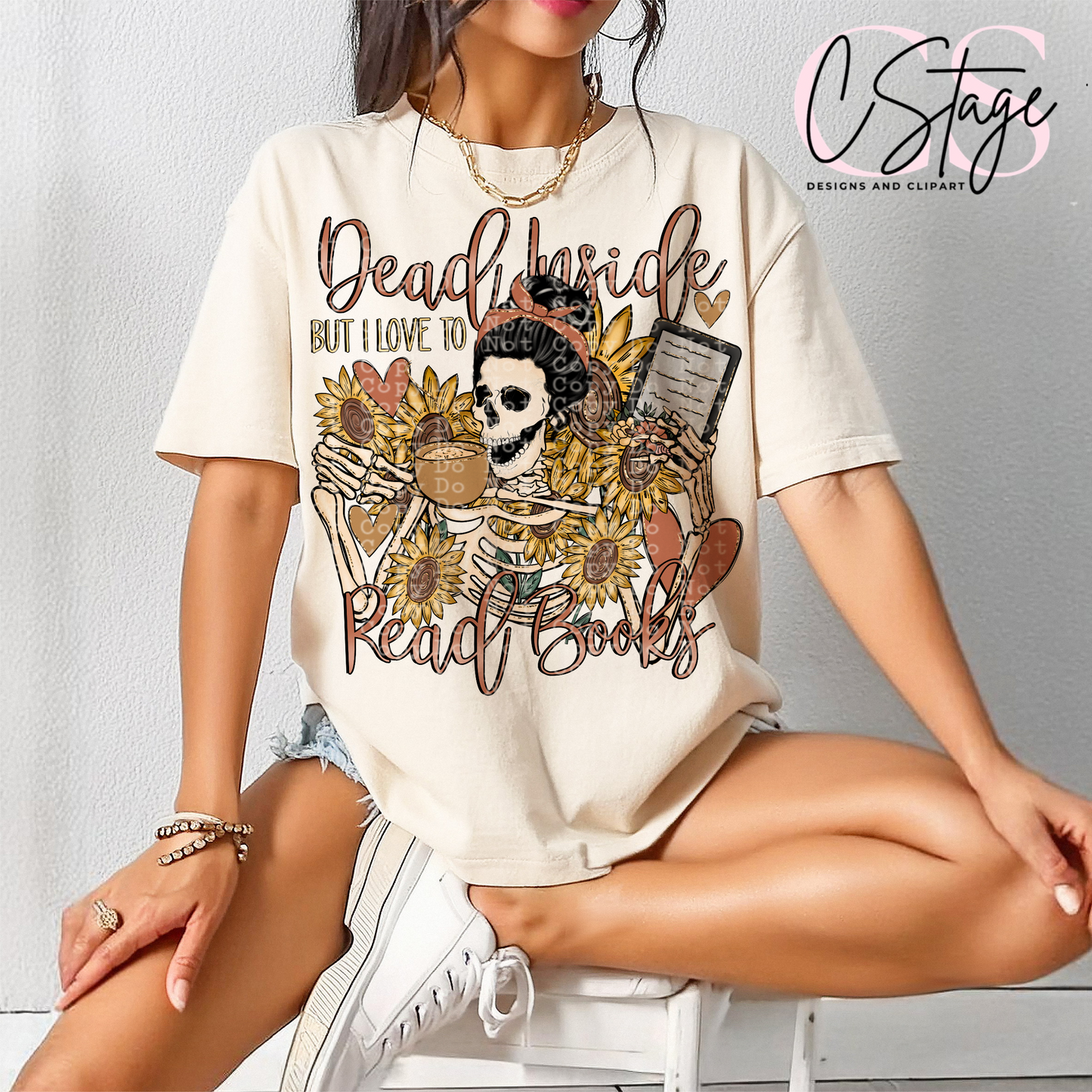 Dead but I love reading books digital image png