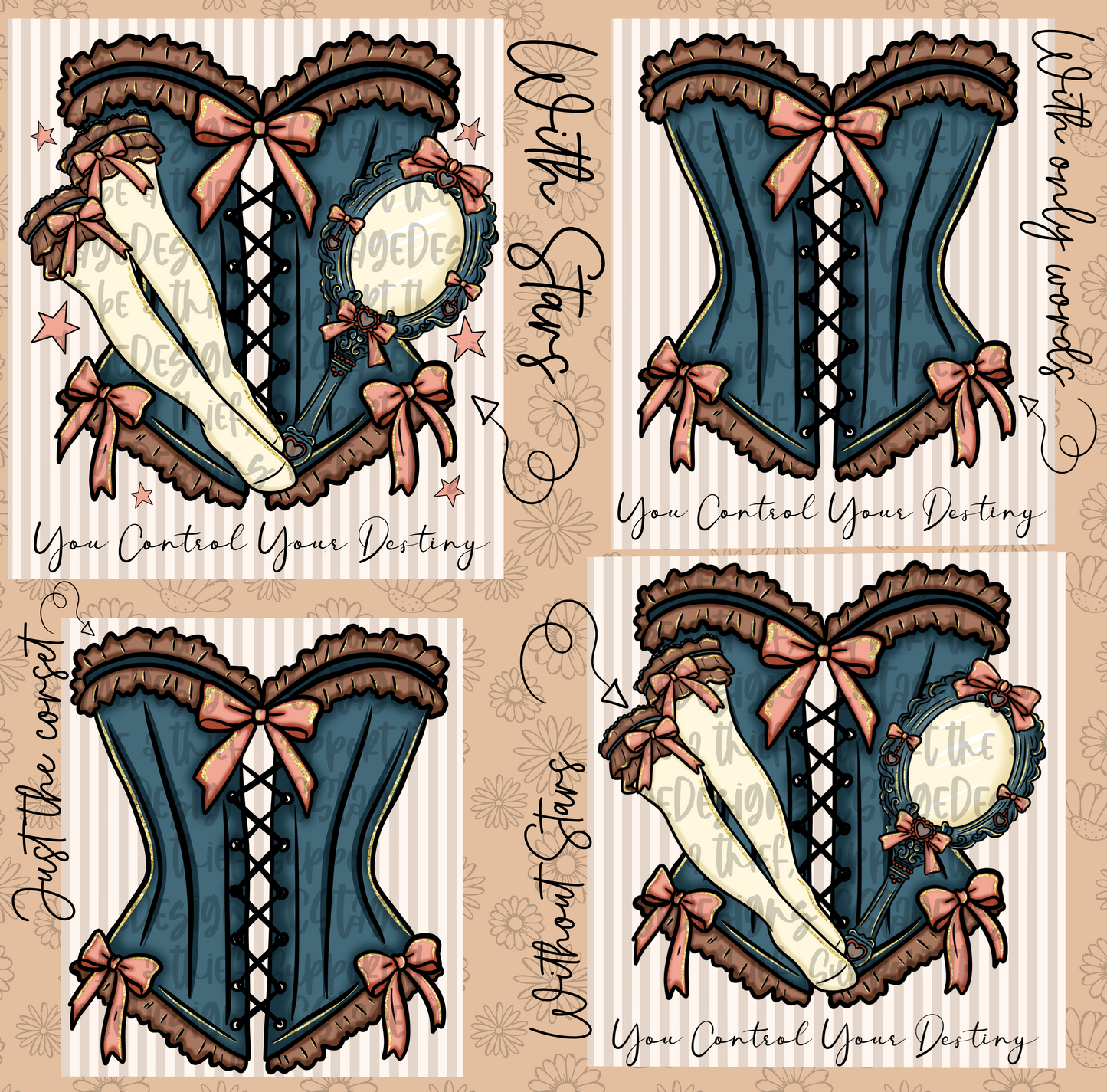 Mer-ida Corset Digital Image PNG (INCLUDES 4 DIFFERENT STYLES! YOU CAN TAKE OFF THE WORDS IF NEEDED!)