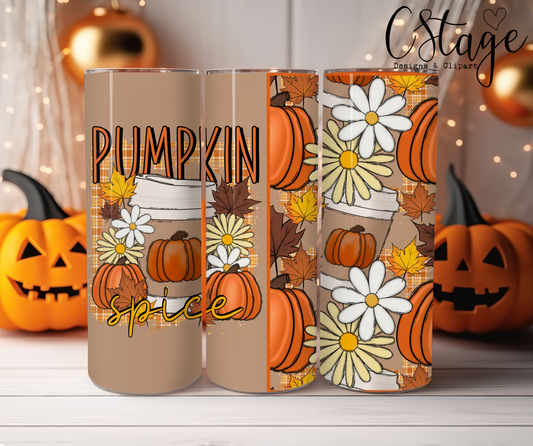 Pumpkin Spice Tumbler Wrap Digital Image PNG