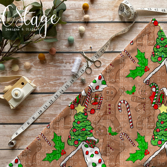 Gingerbread seamless digital image PNG