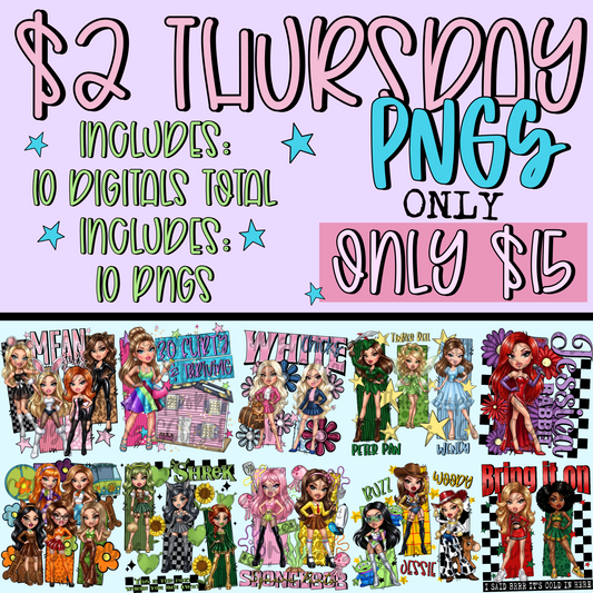 $2 Thursday PNG’S SHIRT DESIGNS (ONLY) BUNDLE Digital Image PNG