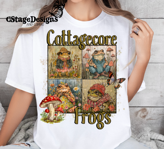 Cottagecore Frogs Digital Image PNG