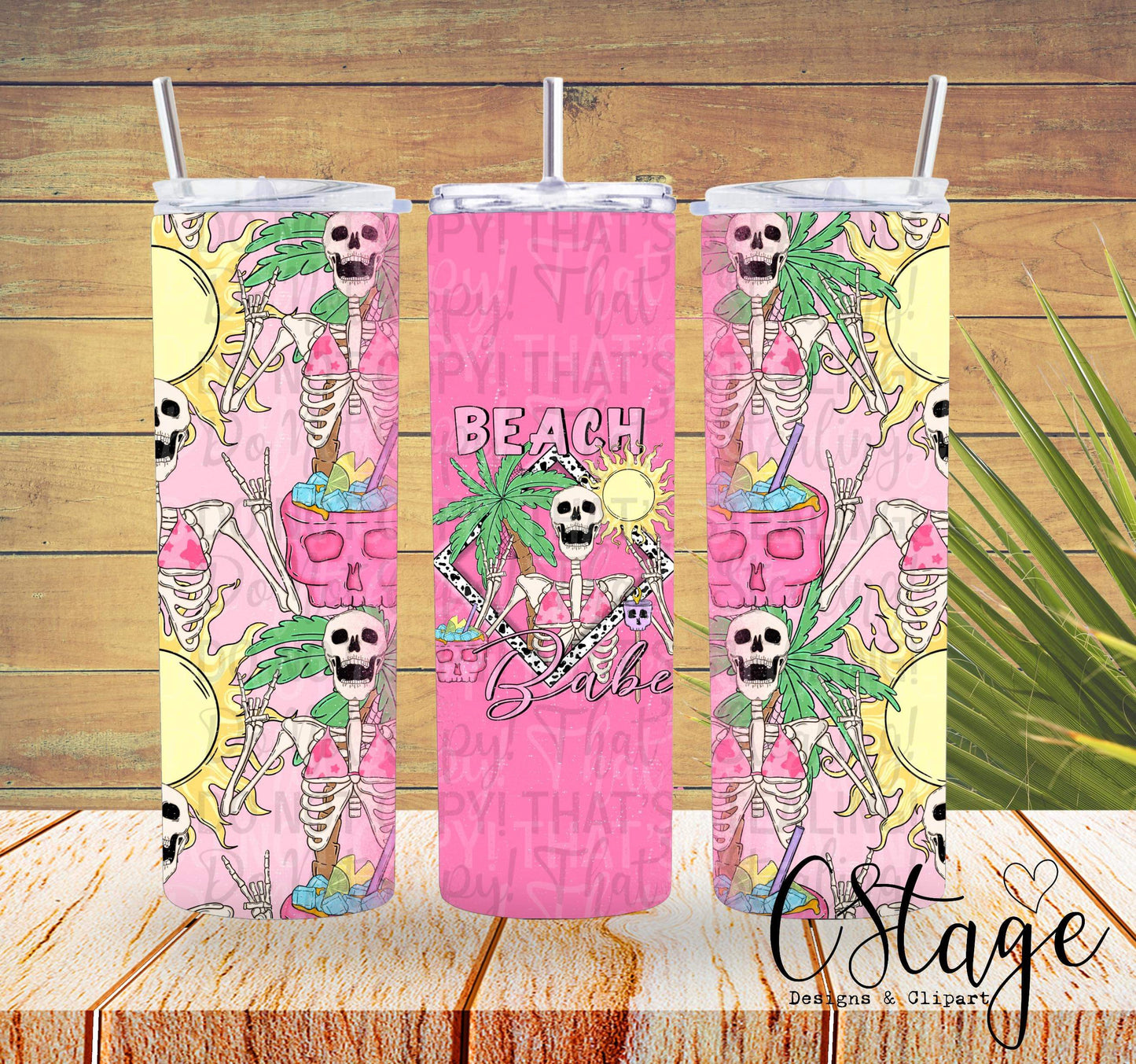 Beach Babe Tumbler Wrap PNG