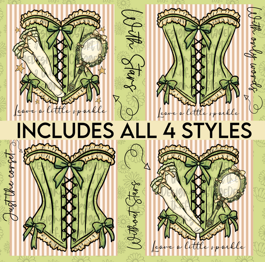 Tink-er Corset Digital Image PNG (INCLUDES 4 DIFFERENT STYLES! YOU CAN TAKE OFF THE WORDS IF NEEDED!)