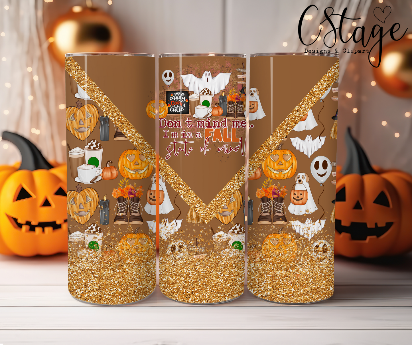 Fall state of mind tumbler wrap digital image png