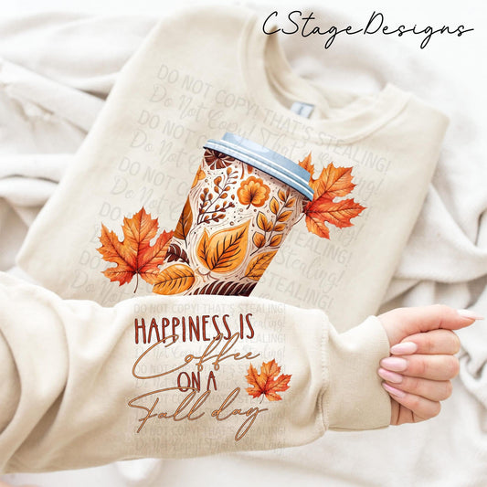 Happiness is coffee on a fall day Digital Image PNG