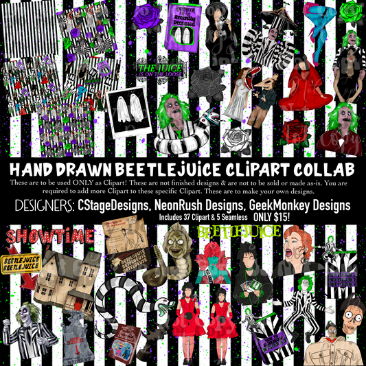 Hand Drawn BJ CLIPART Collab digital images PNG’S