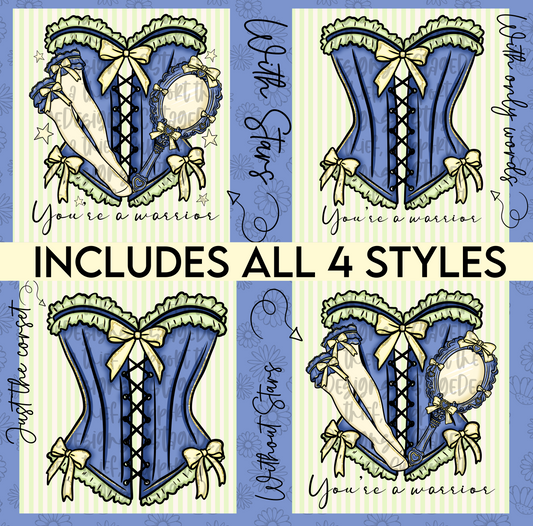 Mu-lan Corset Digital Image PNG (INCLUDES 4 DIFFERENT STYLES! YOU CAN TAKE OFF THE WORDS IF NEEDED!)