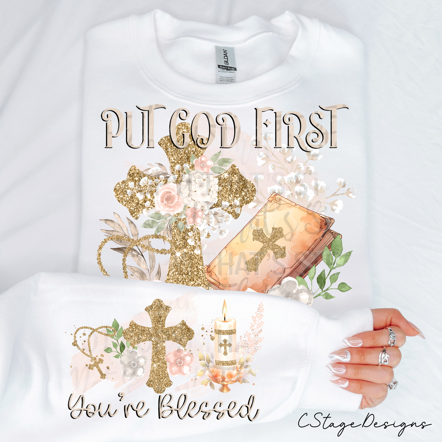 Put God First w/Sleeve 8 Digital Designs PNG