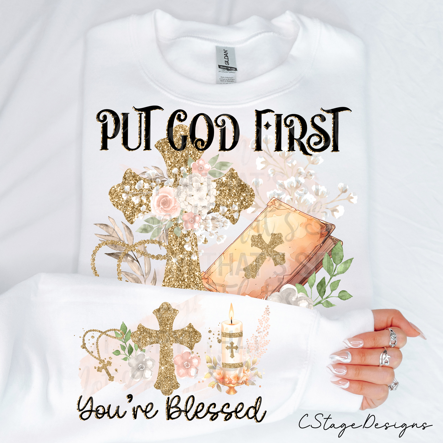 Put God First w/Sleeve 8 Digital Designs PNG