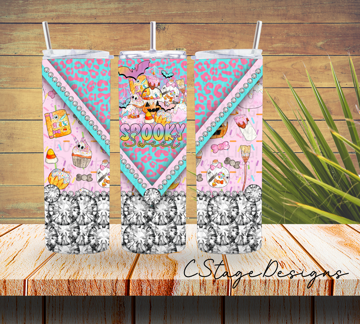 Spooky & Sweet 20oz Tumbler Wrap Digital Image PNG