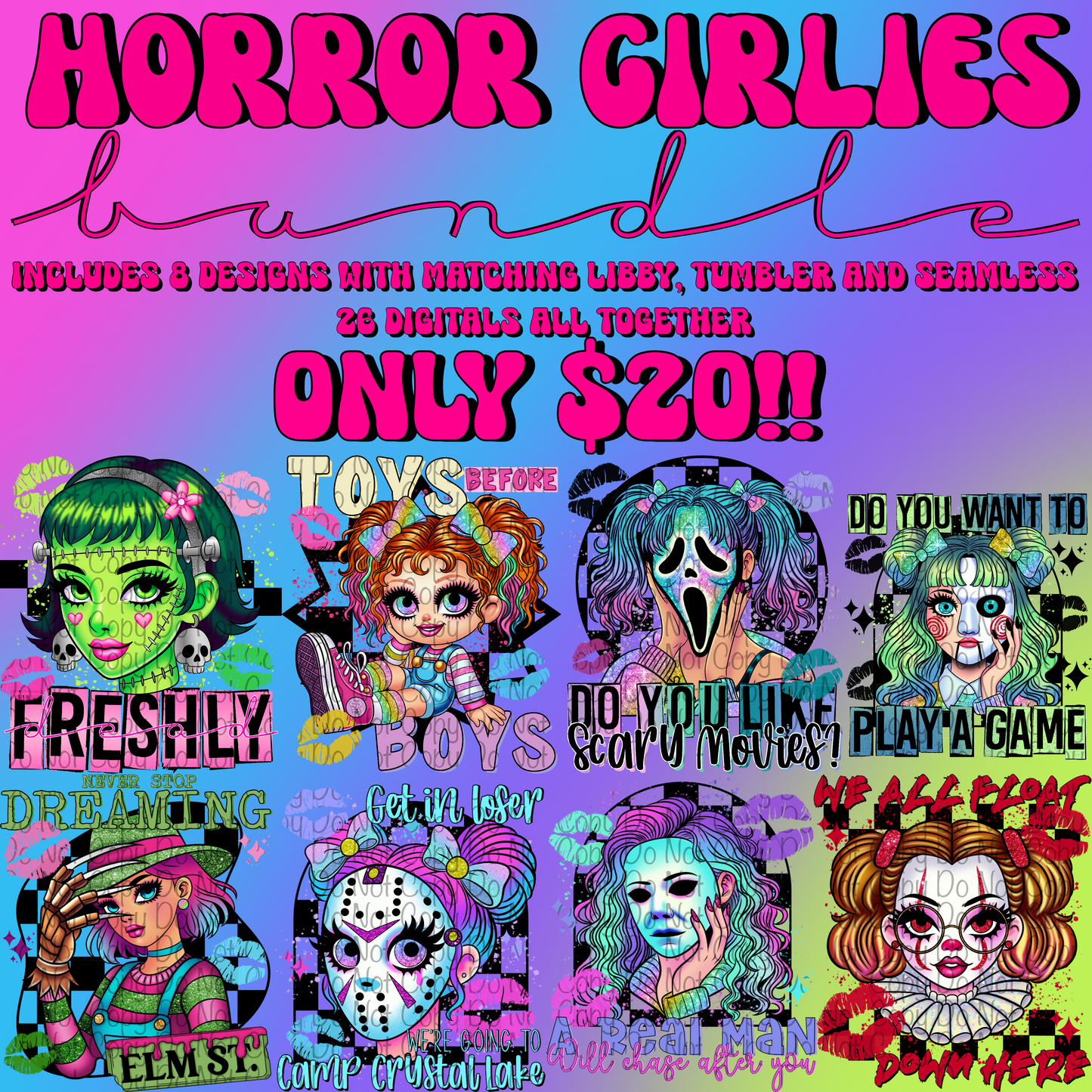 Horror Girlies Solo Bundle Digital Images PNG