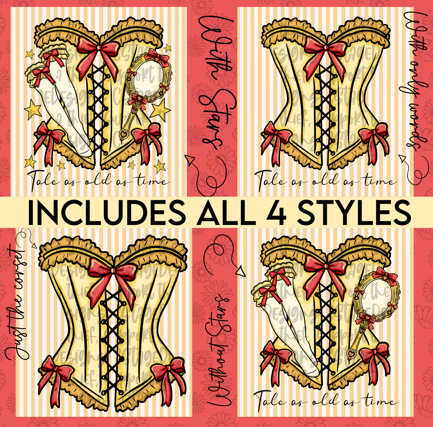 Be-lle Corset Digital Image PNG (INCLUDES 4 DIFFERENT STYLES! YOU CAN TAKE OFF THE WORDS IF NEEDED!)