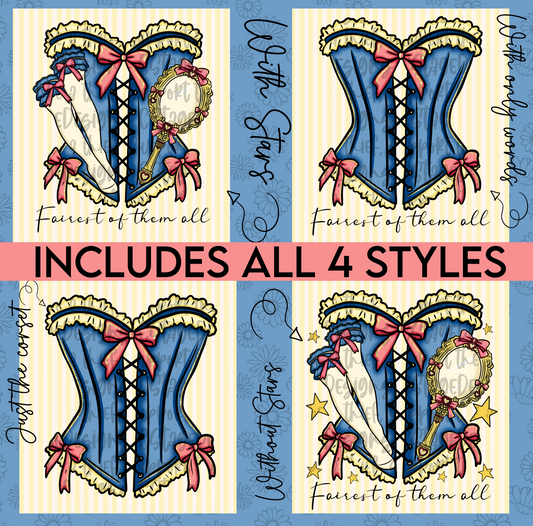 Sno-white Corset Digital Image PNG (INCLUDES 4 DIFFERENT STYLES! YOU CAN TAKE OFF THE WORDS IF NEEDED!)