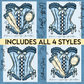 Cinder-Ella corset Digital Image PNG (INCLUDES 4 DIFFERENT STYLES! YOU CAN TAKE OFF THE WORDS IF NEEDED!)