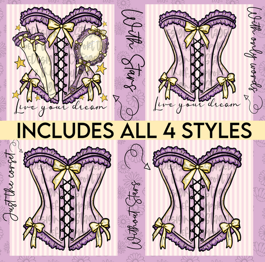 Ra-pun-zel corset Digital Image PNG (INCLUDES 4 DIFFERENT STYLES! YOU CAN TAKE OFF THE WORDS IF NEEDED!)