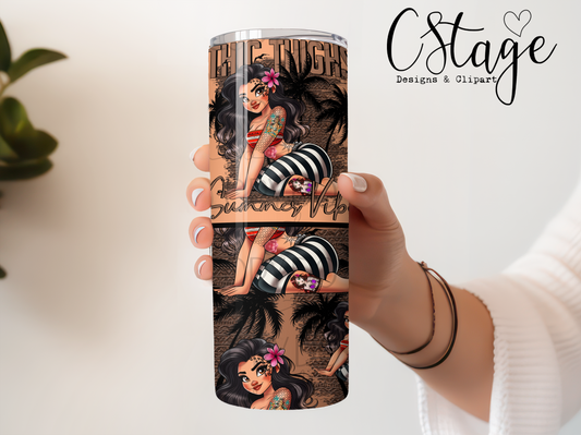Thic thighs summer vibes tumbler wrap digital image png