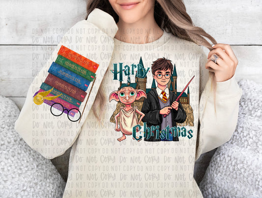 HP with elf christmas and book sleeve png
