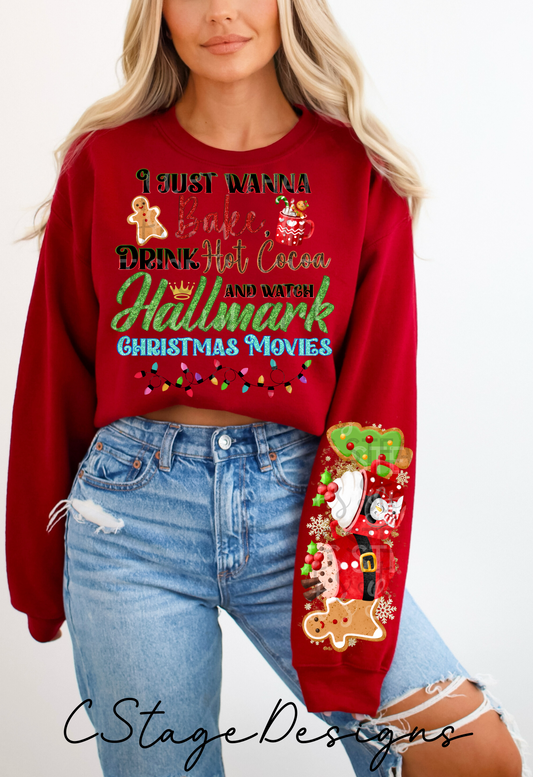 I just wanna bake, drink hot cocoa and watch hallmark Christmas movies digital image png