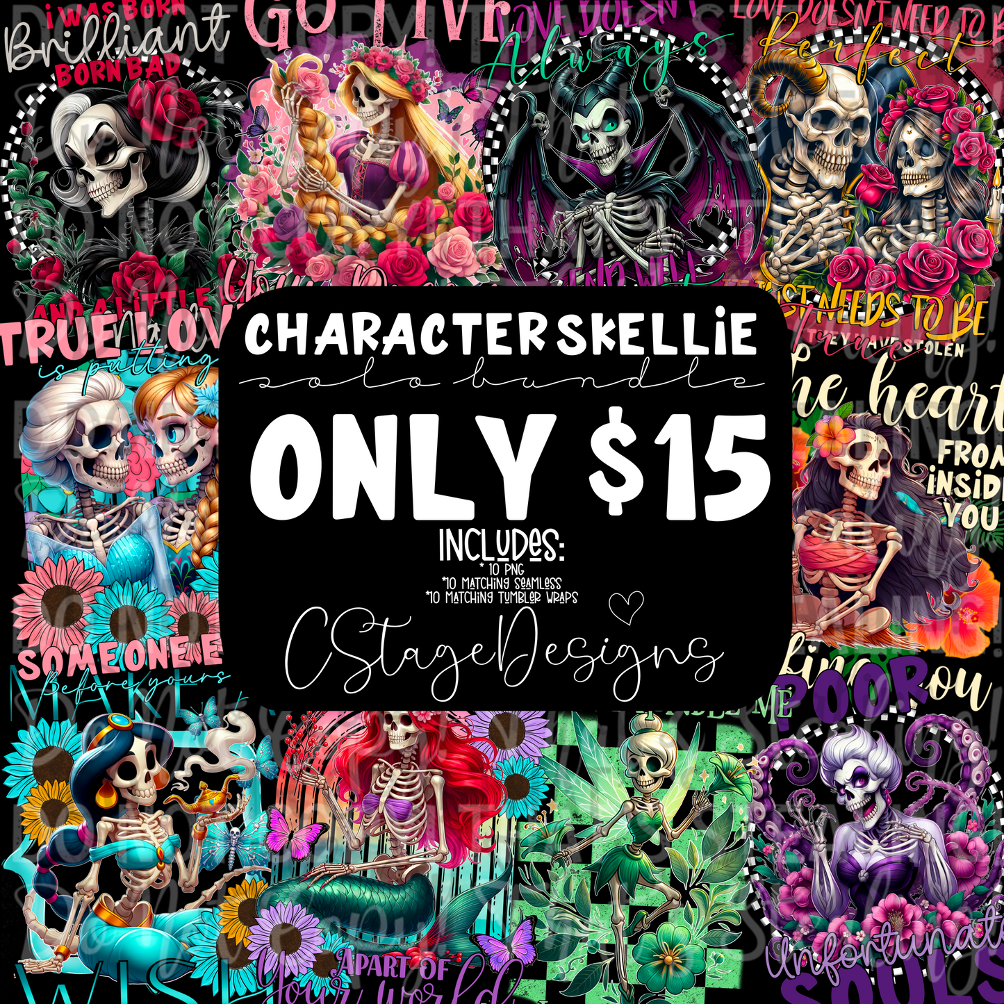 Character Skellie Solo Bundle Digital Images PNG