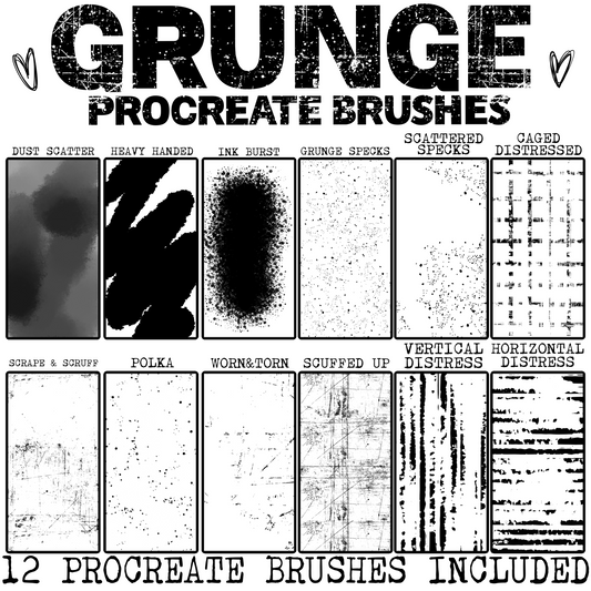 Grunge Procreate Brush Set of 12