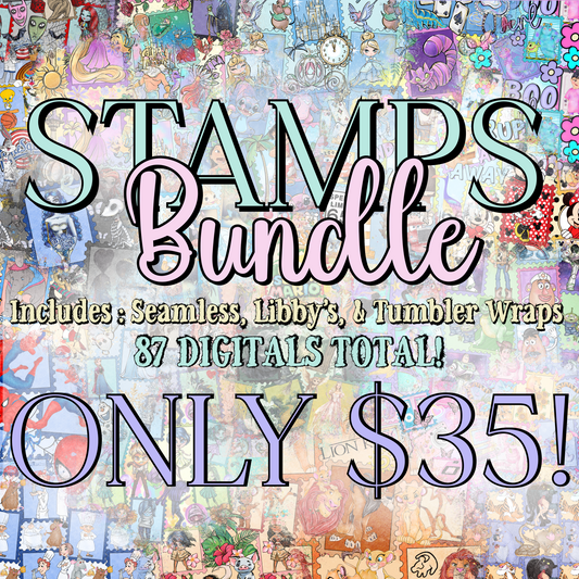 Stamps Part 1 & 2 Seamless, Libby, & Tumbler Wraps Digital image PNG (NO LICENSE INCLUDED)