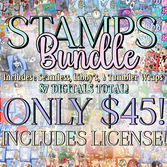 (LICENSE INCLUDED) Stamps Part 1 & 2 Seamless, Libby, & Tumbler Wraps Digital image PNG